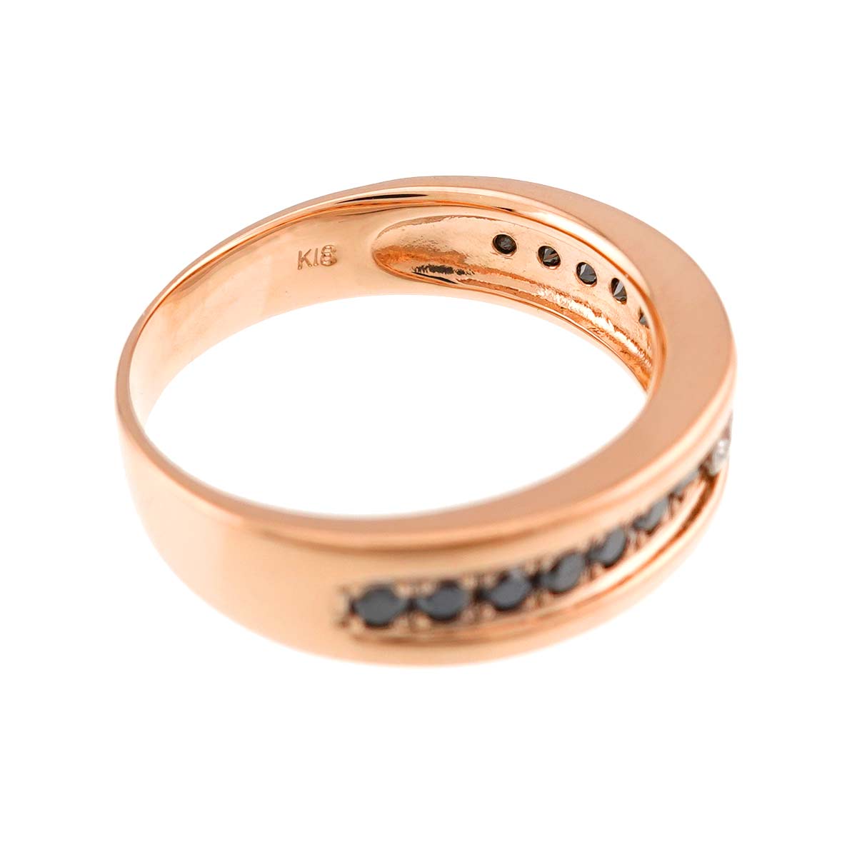 Diamond 0.21ct Black Diamond 0.46ct Ring 18K PG 750 Size8.25(US)