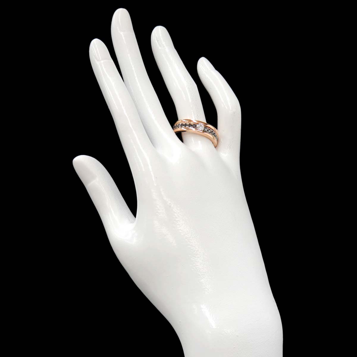 Diamond 0.21ct Black Diamond 0.46ct Ring 18K PG 750 Size8.25(US)