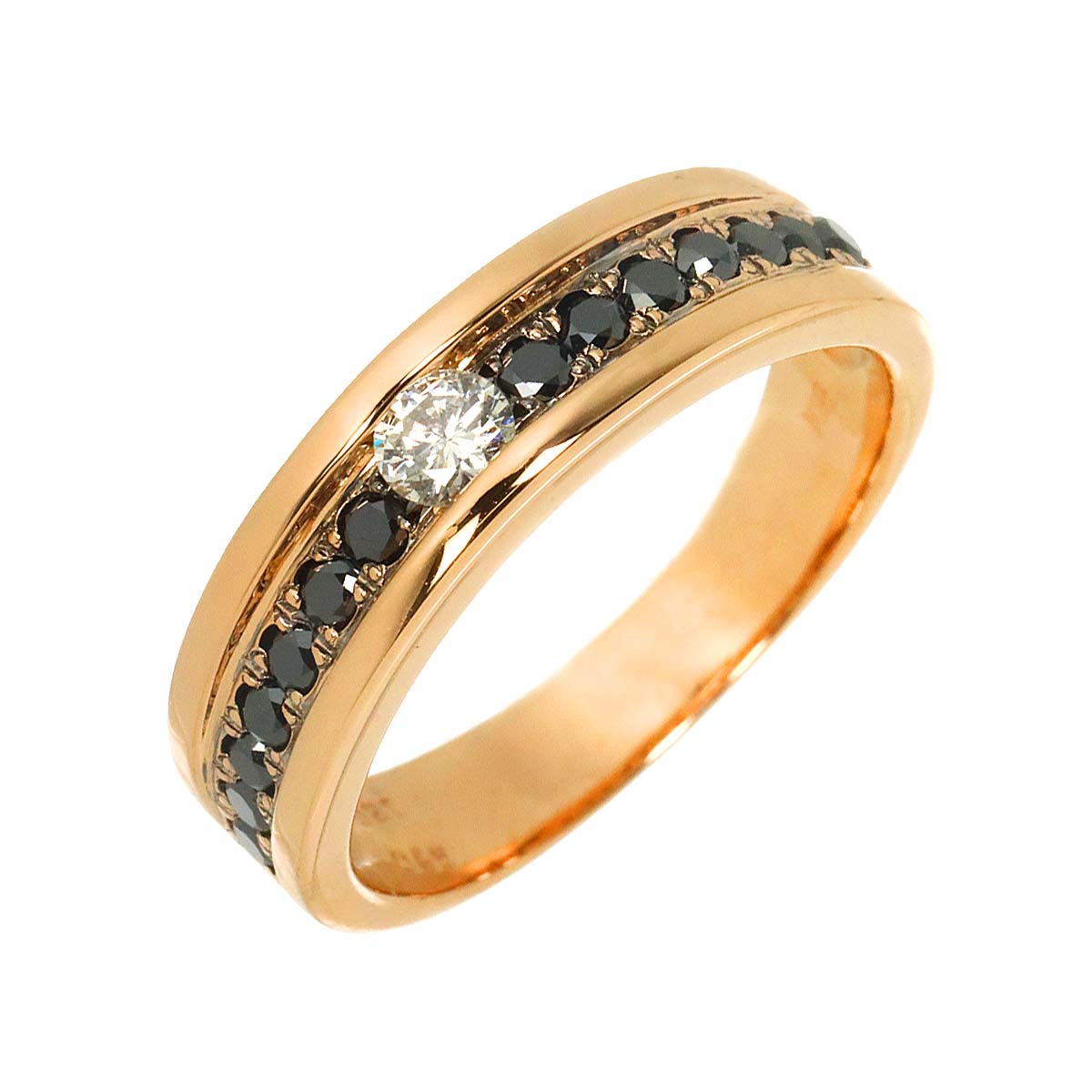 Diamond 0.21ct Black Diamond 0.46ct Ring 18K PG 750 Size8.25(US)