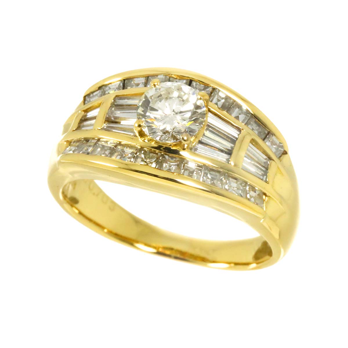 Diamond 0.703ct/1.03ct Ring 18K YG 750 Size6.25-6.5(US)