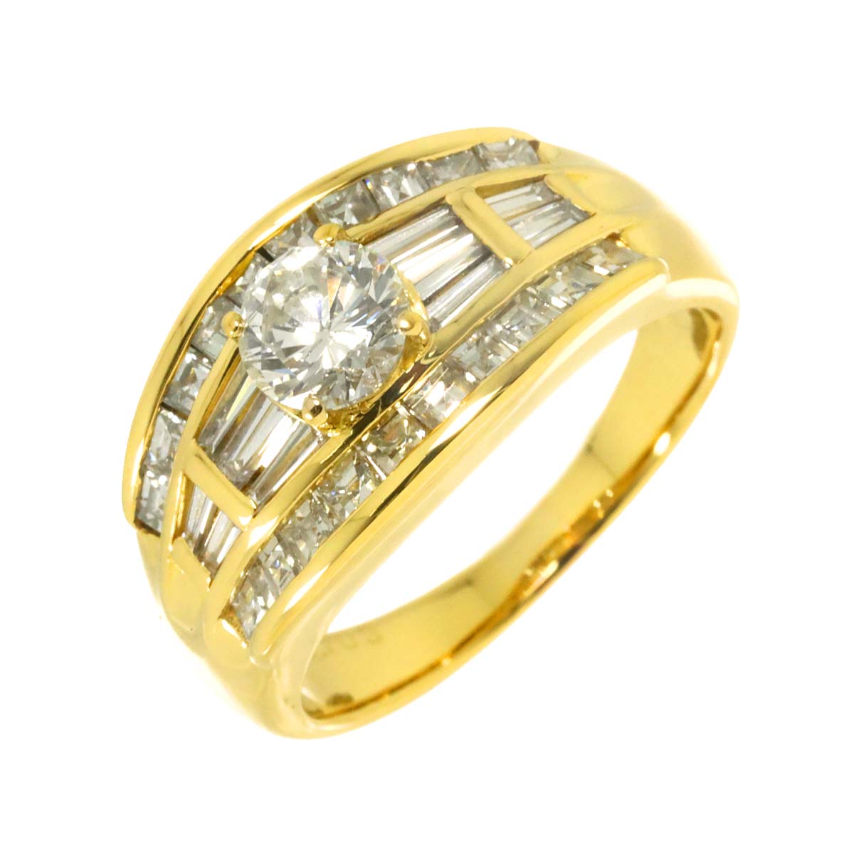 Diamond 0.703ct/1.03ct Ring 18K YG 750 Size6.25-6.5(US)