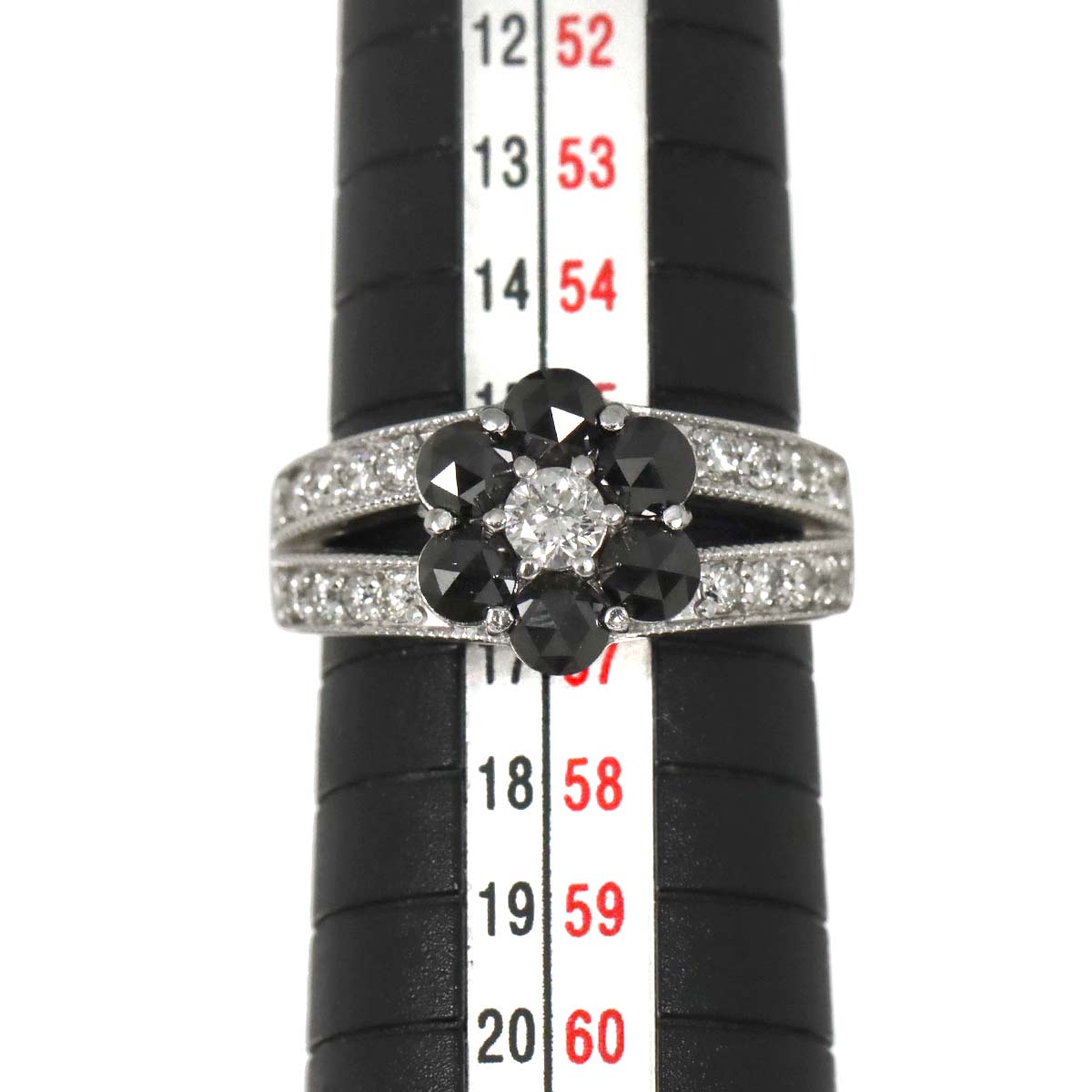 Black Diamond 1.09ct Diamond Ring K18 WG White Gold size7.5(US)