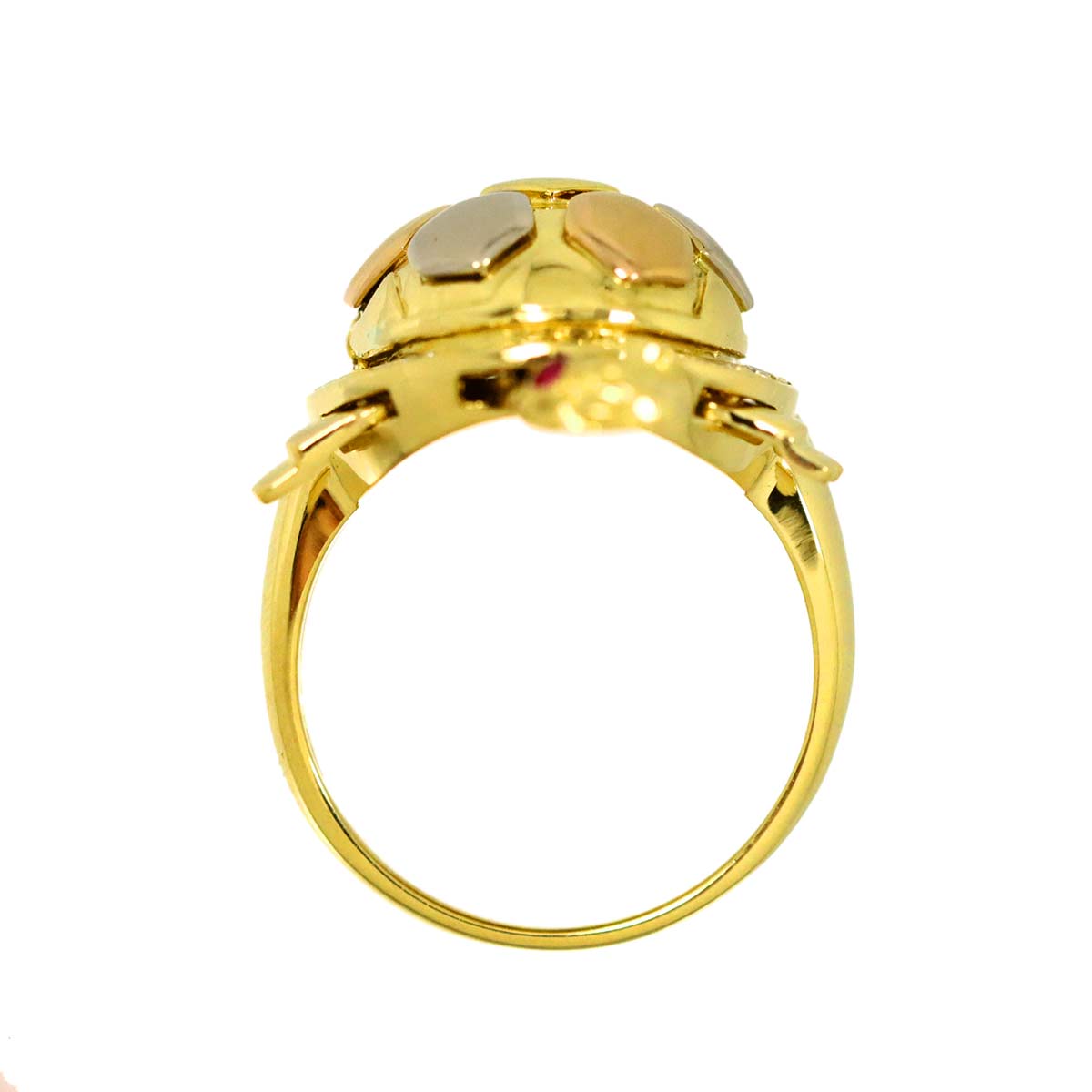 Diamond Ruby Ring 18K YG PG WG size5.5-6(US)