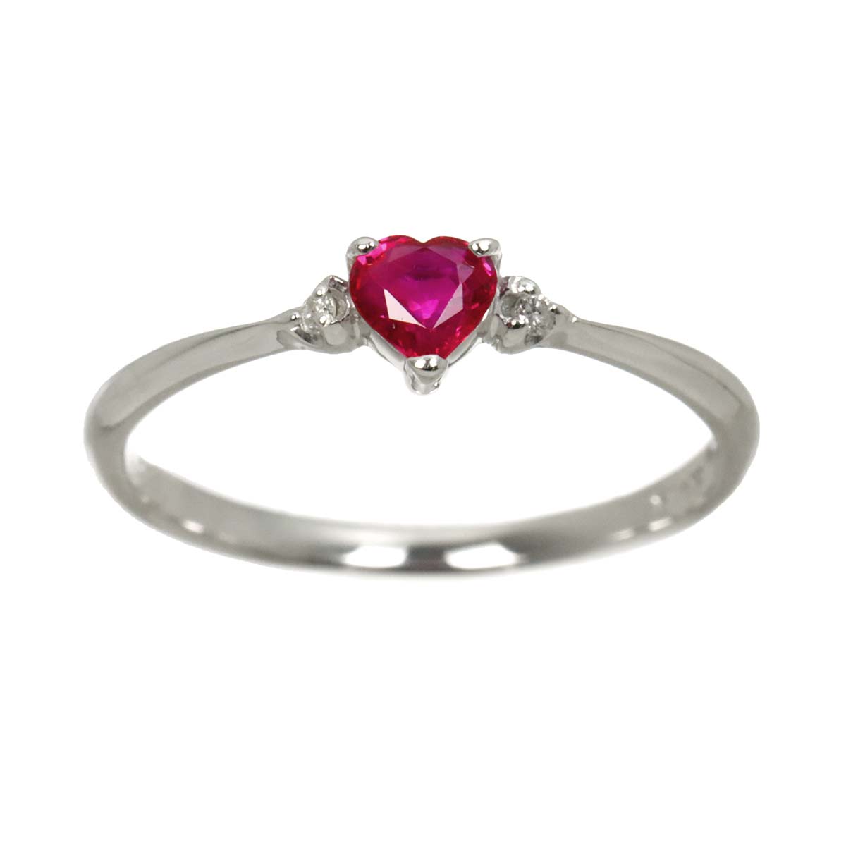Ruby 0.28ct Diamond 0.02ct Ring 18K WG size6(US)