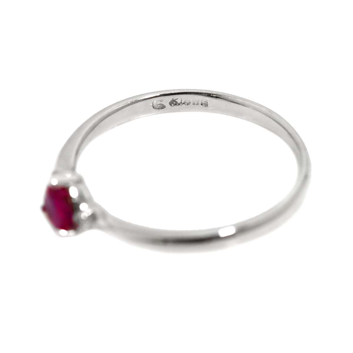 Ruby 0.28ct Diamond 0.02ct Ring 18K WG size6(US)