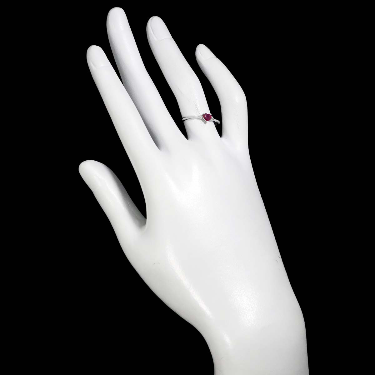 Ruby 0.28ct Diamond 0.02ct Ring 18K WG size6(US)