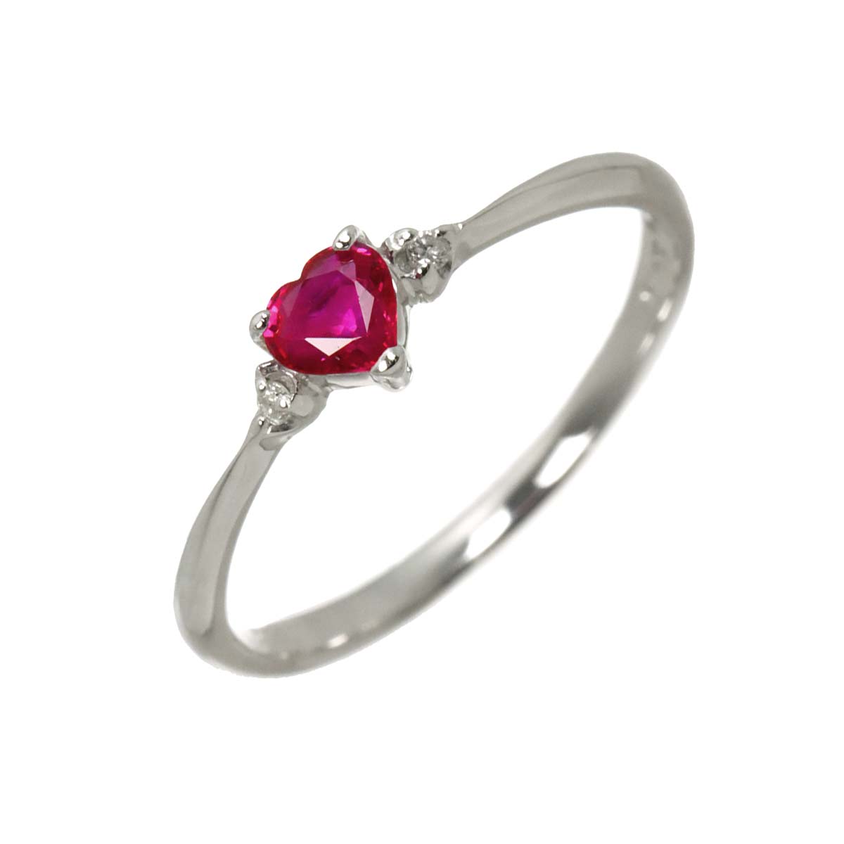 Ruby 0.28ct Diamond 0.02ct Ring 18K WG size6(US)