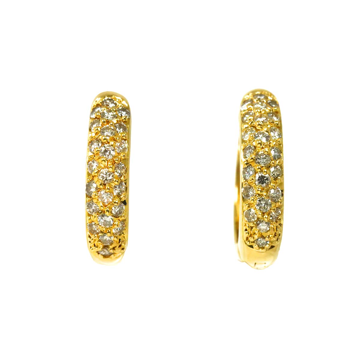 Diamond 0.35ct/0.35ct Earrings Pierced 18K YG Yellow Gold 750