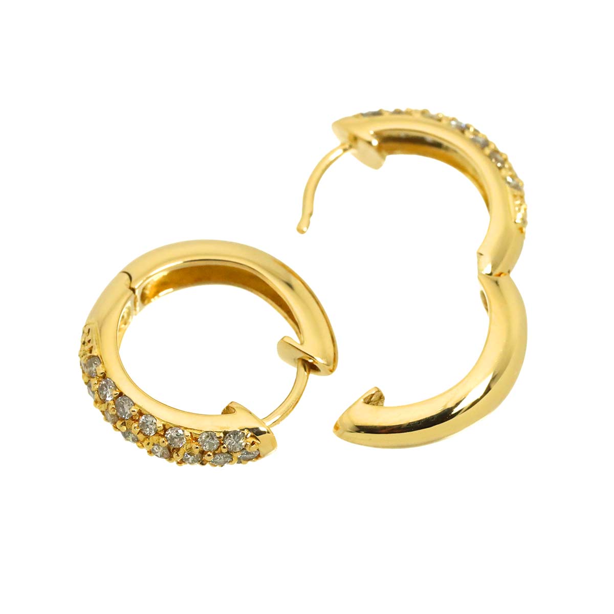 Diamond 0.35ct/0.35ct Earrings Pierced 18K YG Yellow Gold 750