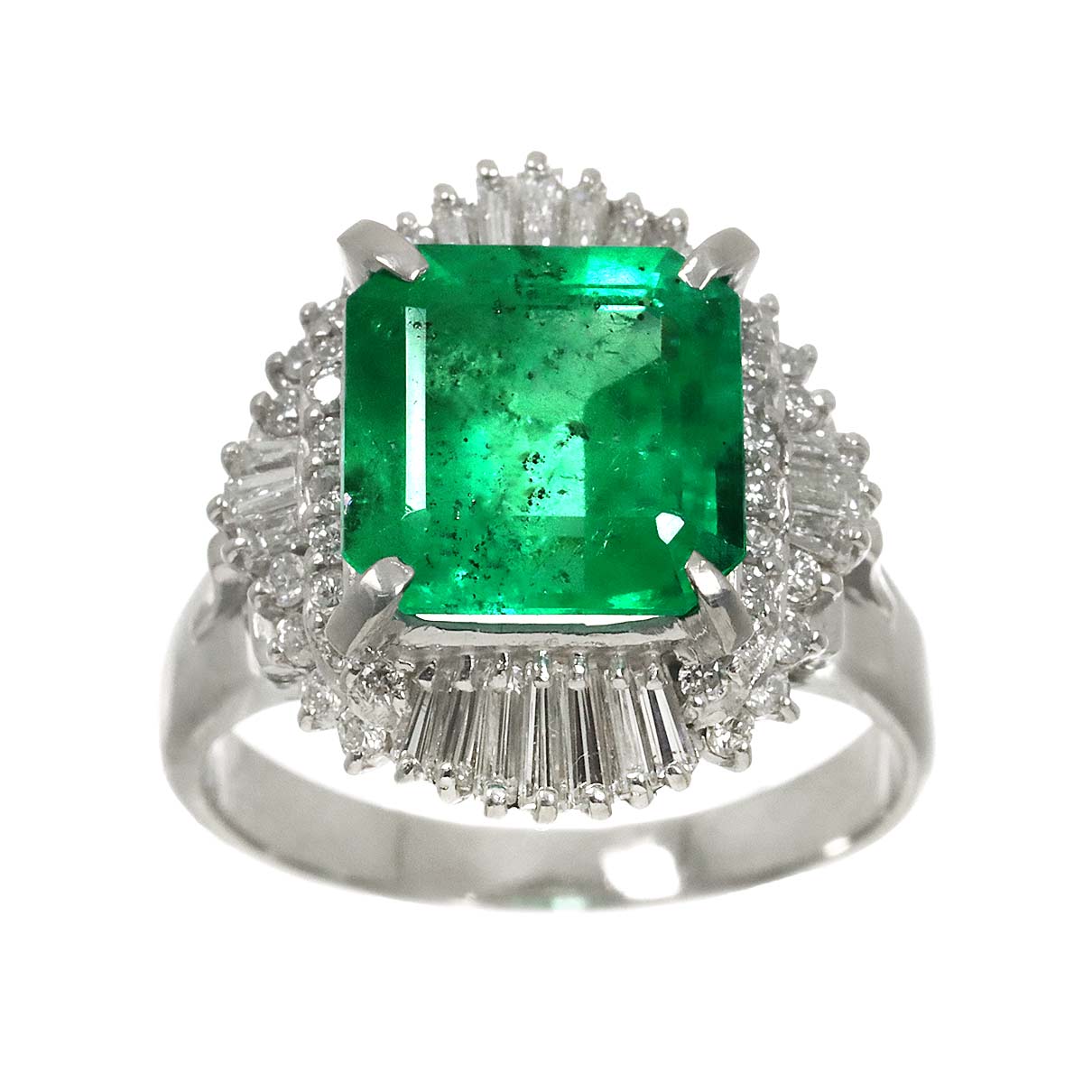 Emerald 4.71ct Diamond 0.826ct Ring Pt Platinum size7.5-7.75(US)