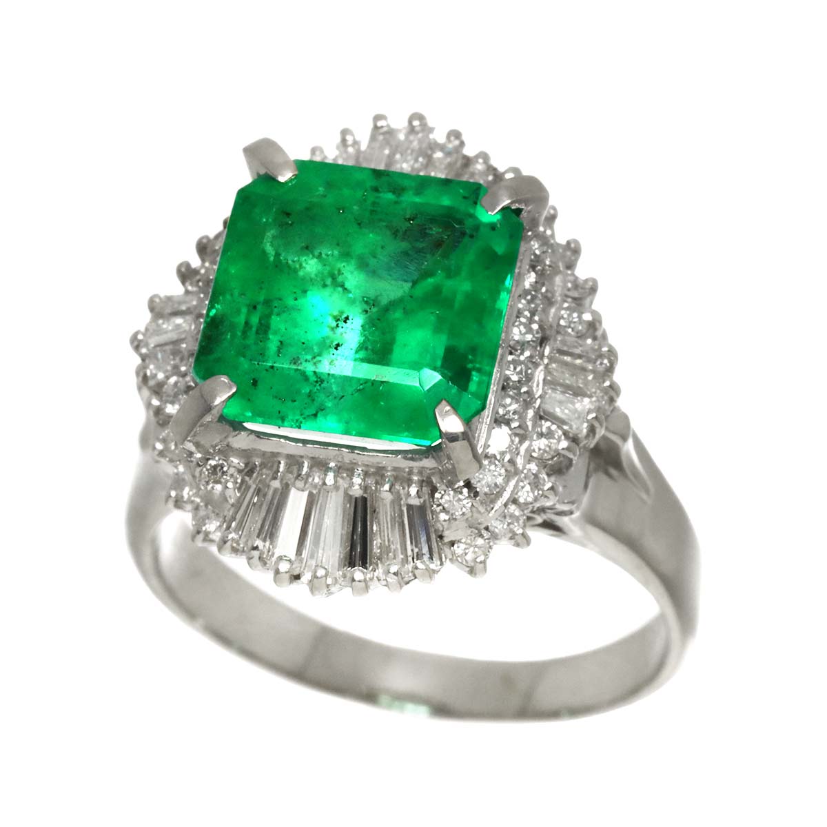 Emerald 4.71ct Diamond 0.826ct Ring Pt Platinum size7.5-7.75(US)