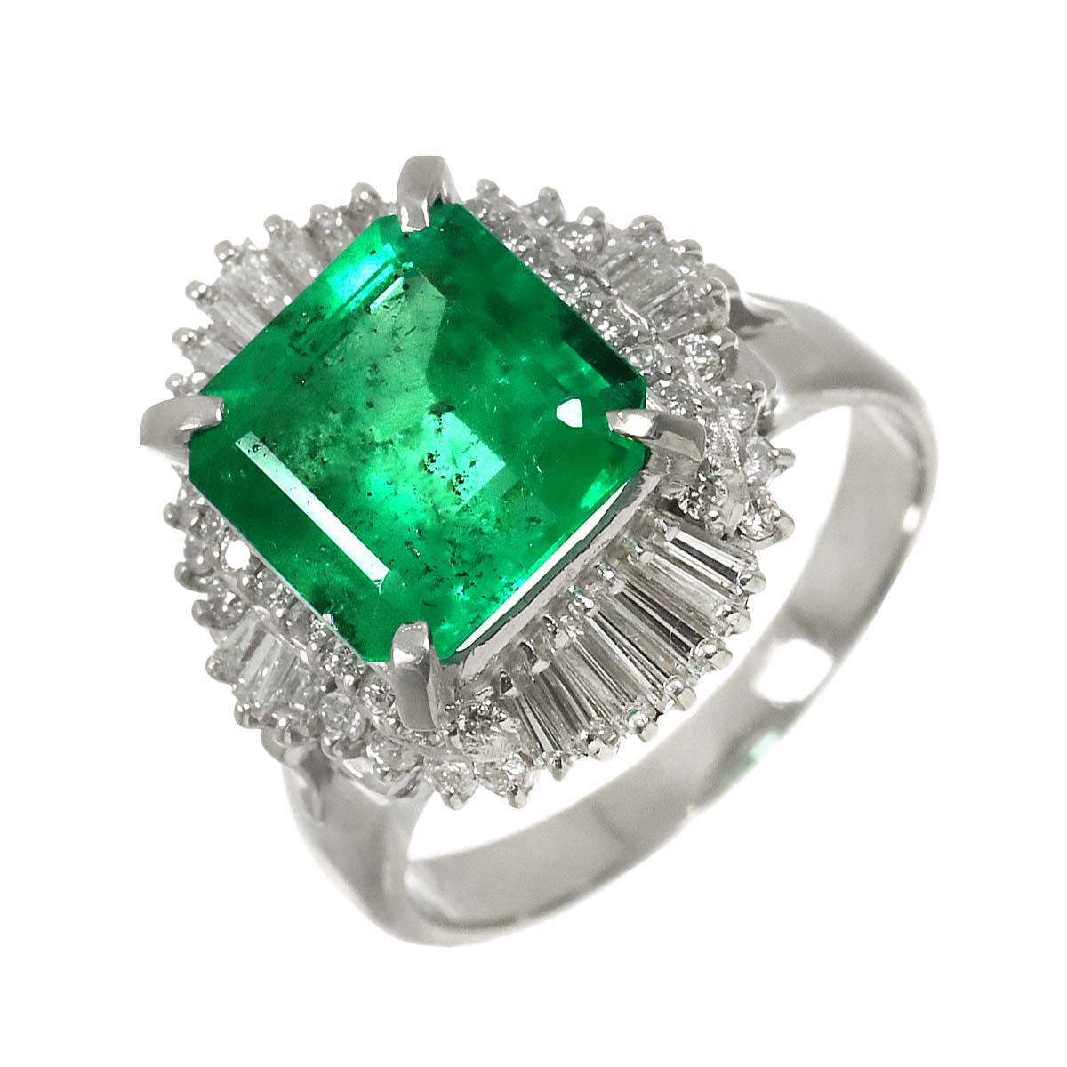 Emerald 4.71ct Diamond 0.826ct Ring Pt Platinum size7.5-7.75(US)