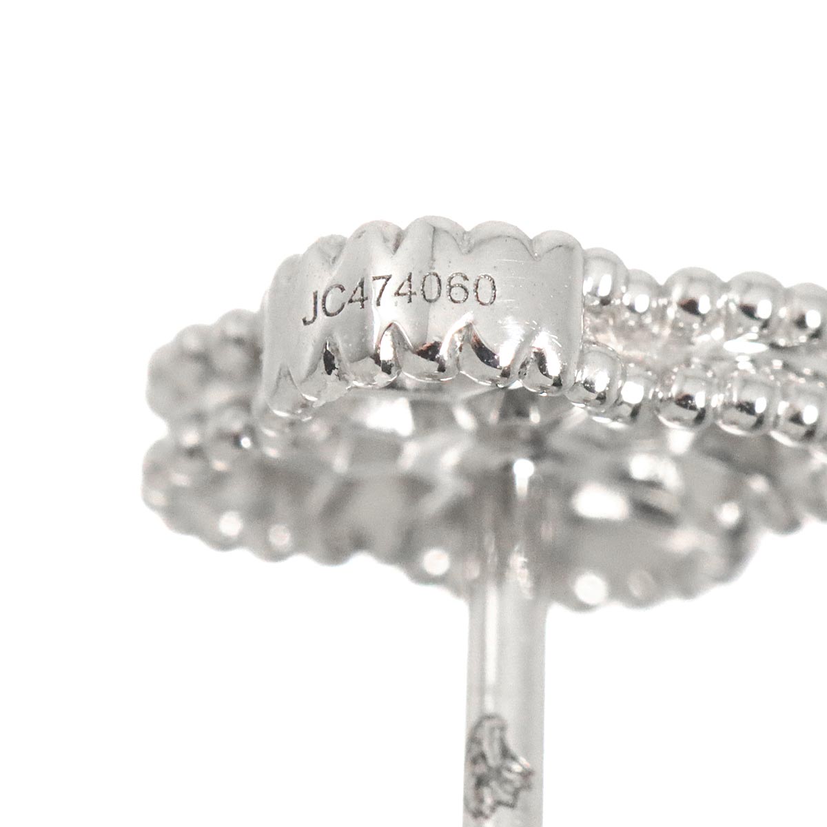Sweet Alhambra Diamond Earrings Pierced 18K WG 750