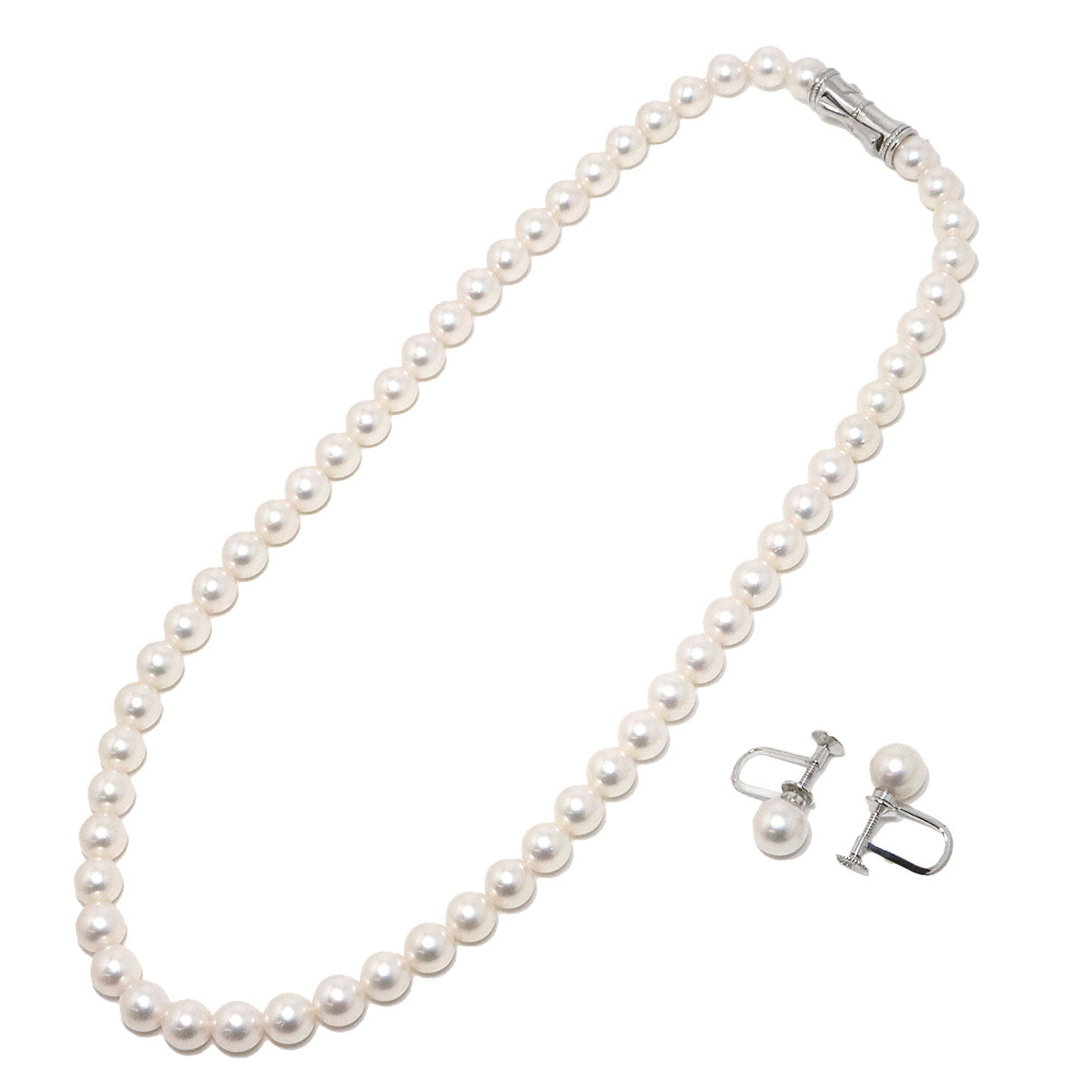 TASAKI Akoya Pearl 6.9-6.4mm SV 925 Necklace Earrings