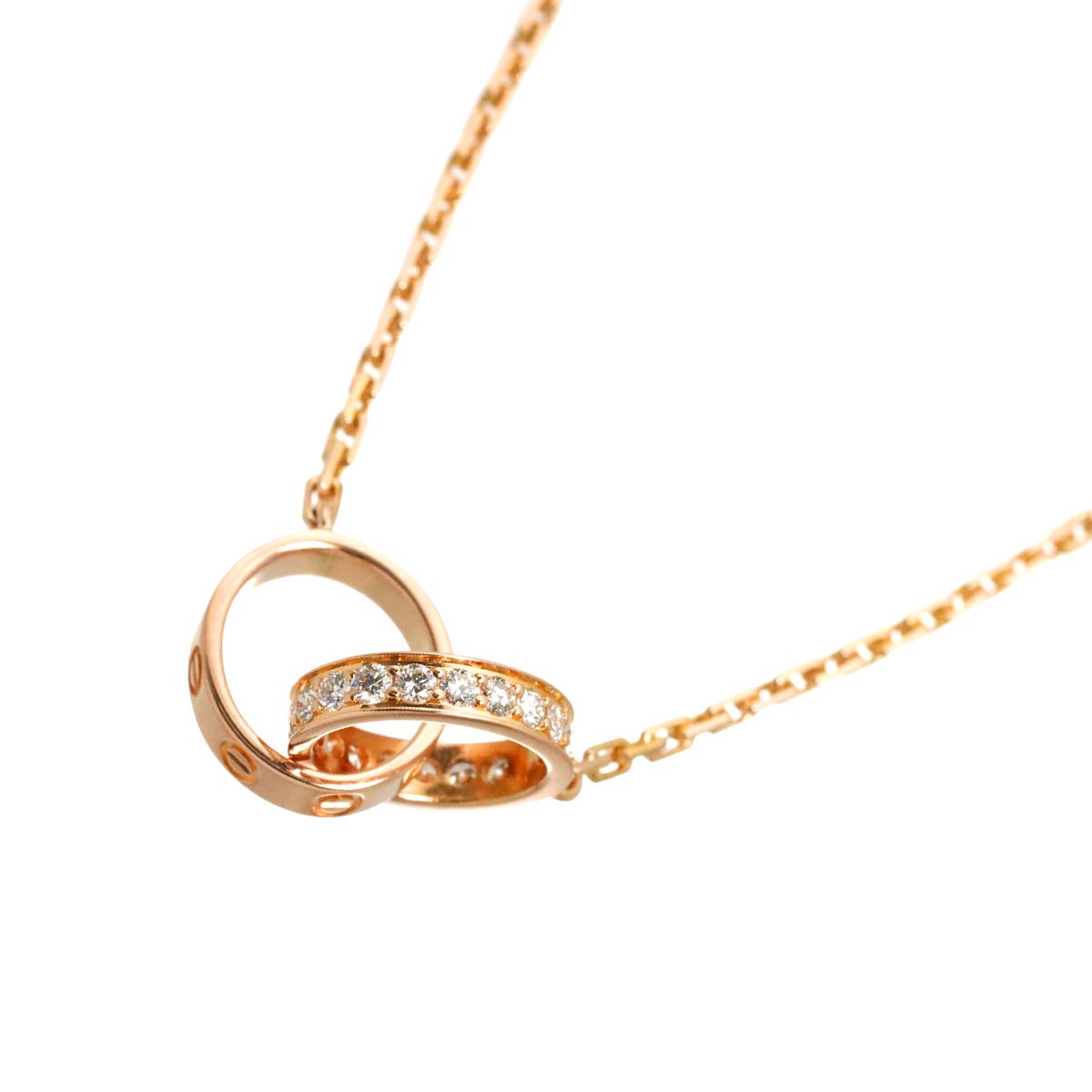Cartier Love Pave Diamond Necklace 18K PG 750