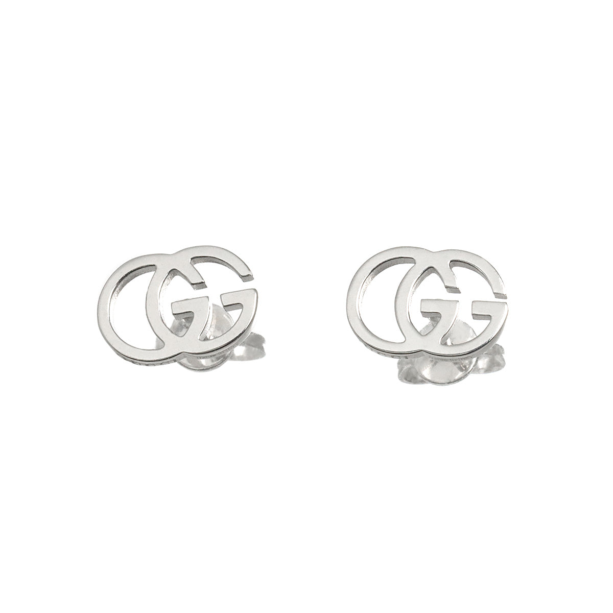 Logo Earrings Pierced 18K White Gold 750