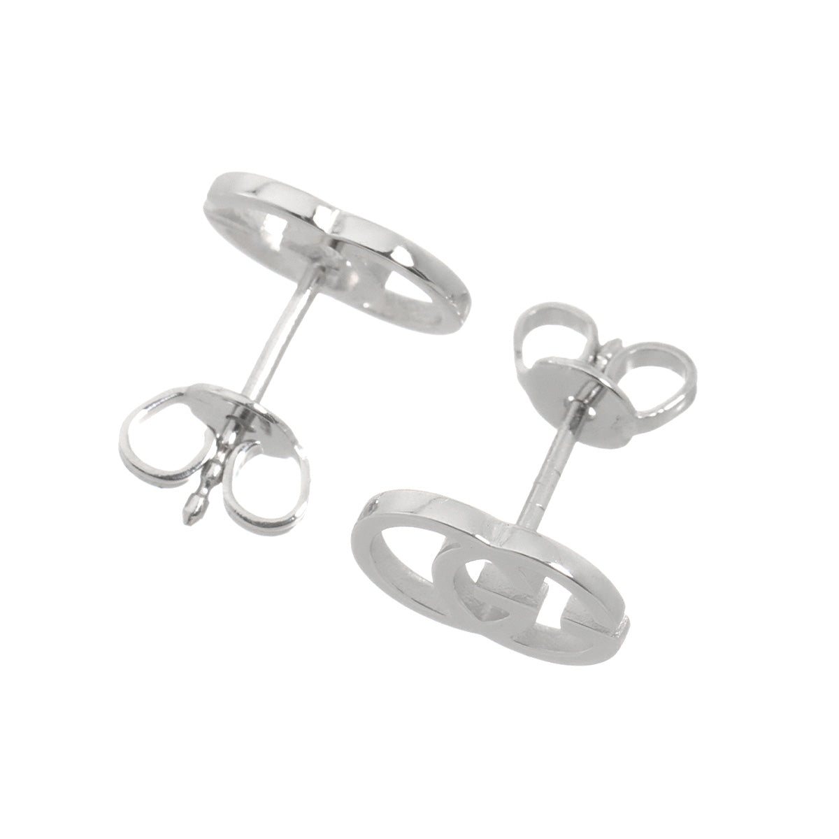Logo Earrings Pierced 18K White Gold 750