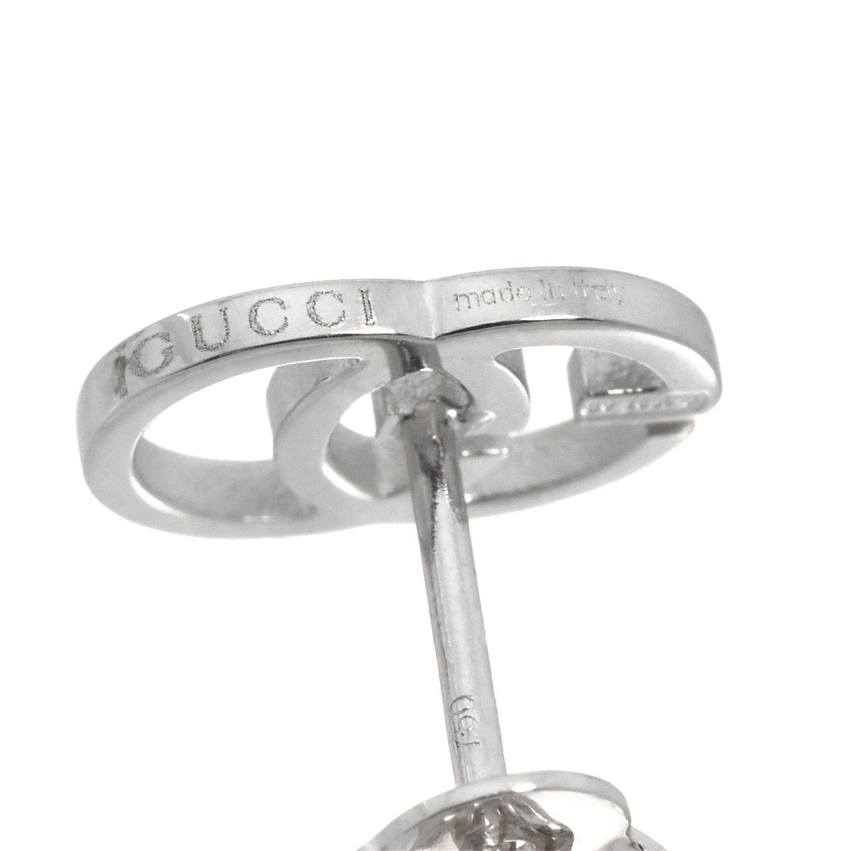 Logo Earrings Pierced 18K White Gold 750