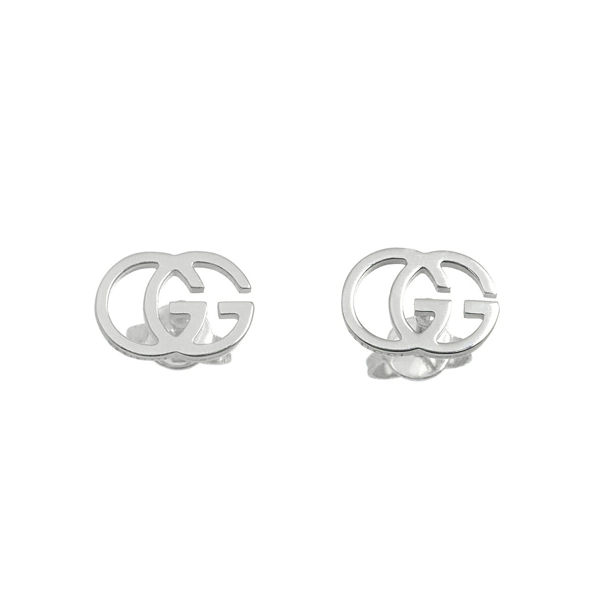 Logo Earrings Pierced 18K White Gold 750