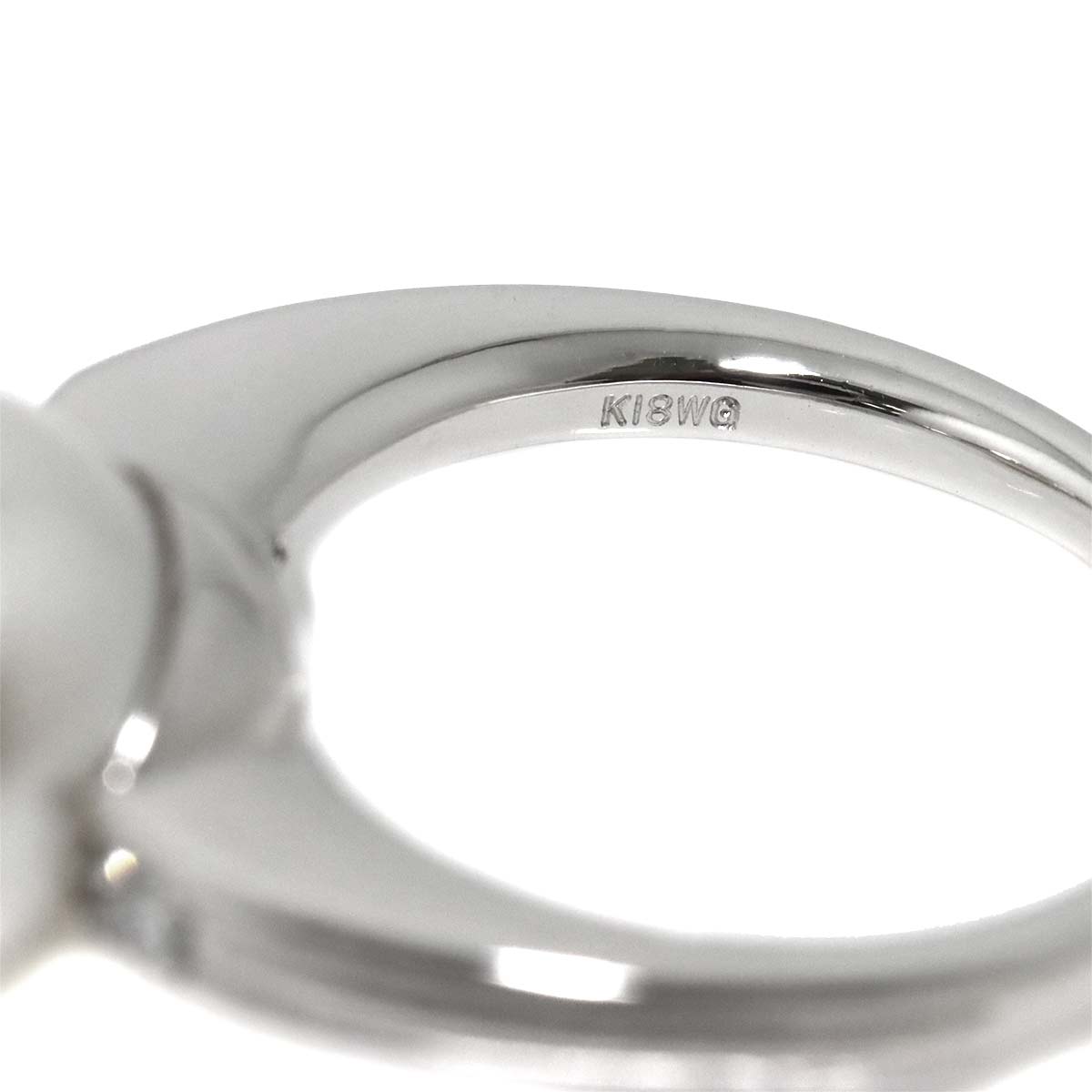 South Sea pearl 11.3mm Diamond 0.15ct Ring 18K K18 WG size5.75-6(US)