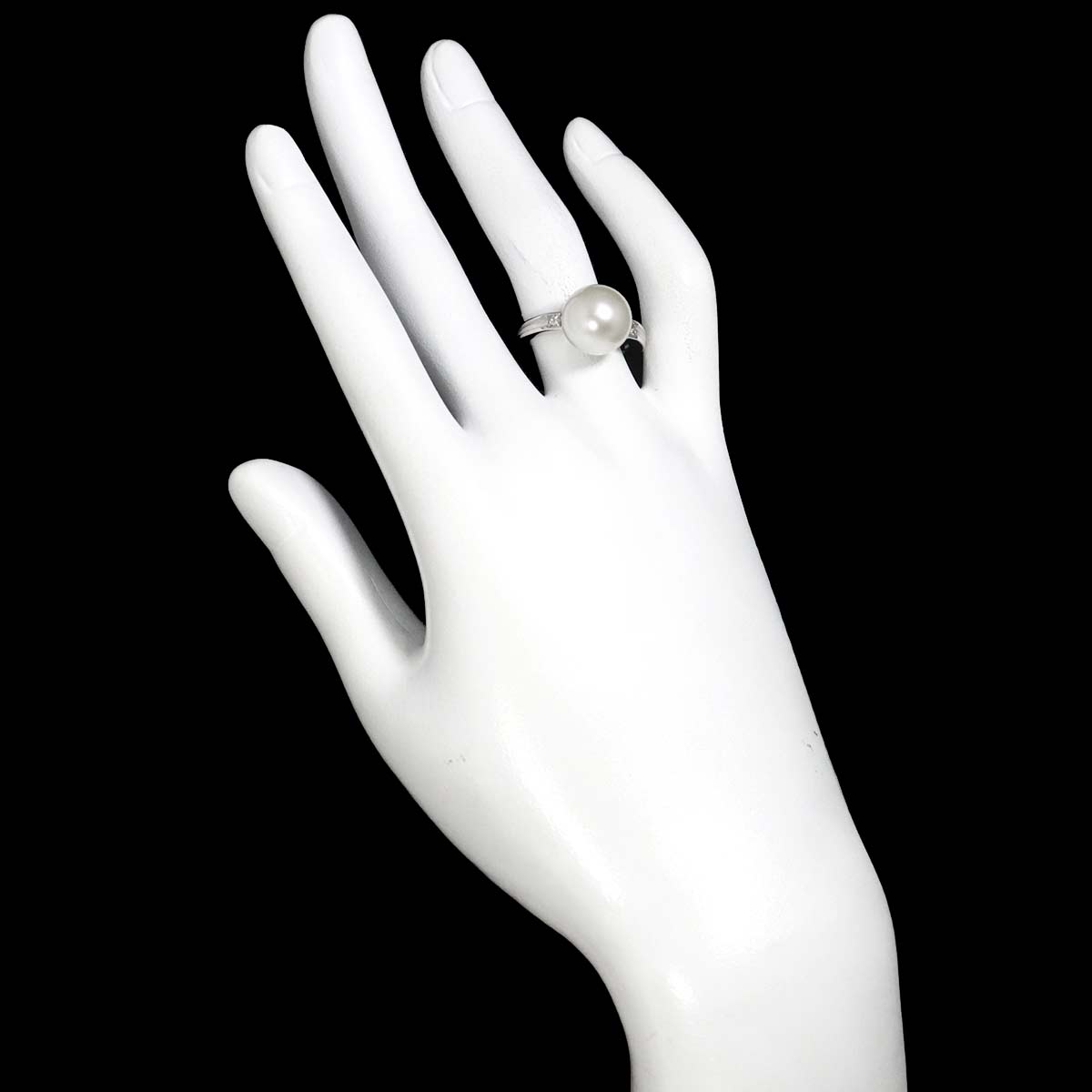 South Sea pearl 11.3mm Diamond 0.15ct Ring 18K K18 WG size5.75-6(US)