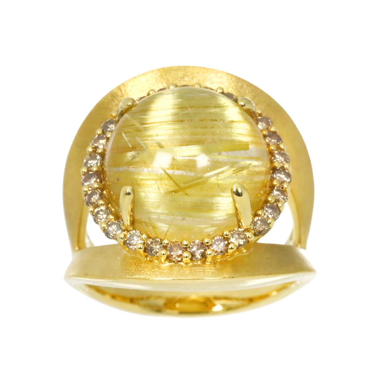 Rutile Quartz 10.00ct Diamond 0.55ct Ring 18K YG Yellow Gold 750 6(US)