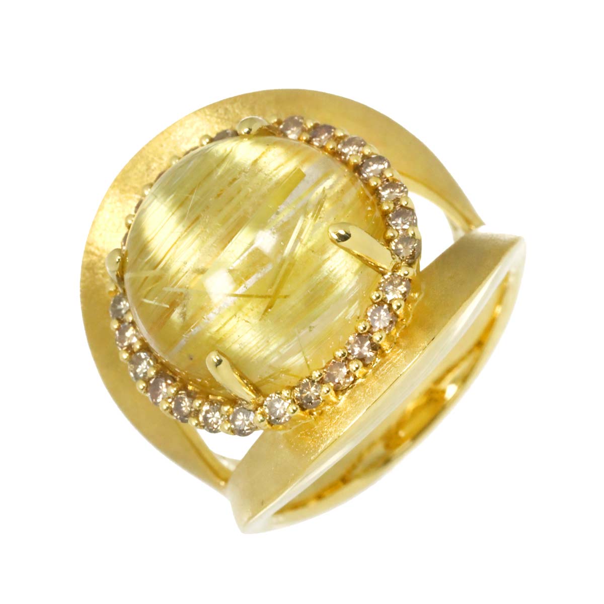 Rutile Quartz 10.00ct Diamond 0.55ct Ring 18K YG Yellow Gold 750 6(US)