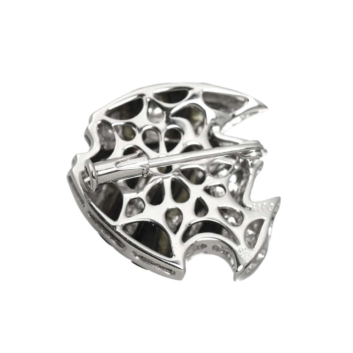 Onyx Diamond 0.16ct Brooch 18K WG White Gold 750
