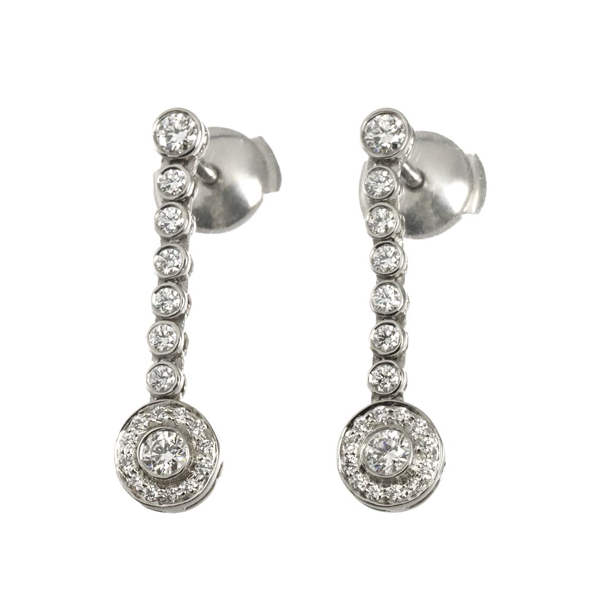 Jazz Graduated Diamond Earrings Pierced Platinum