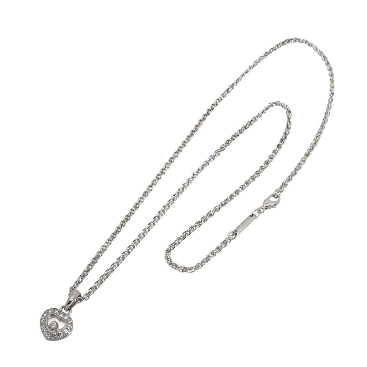 Happy Diamond Heart Necklace 18K White Gold 750