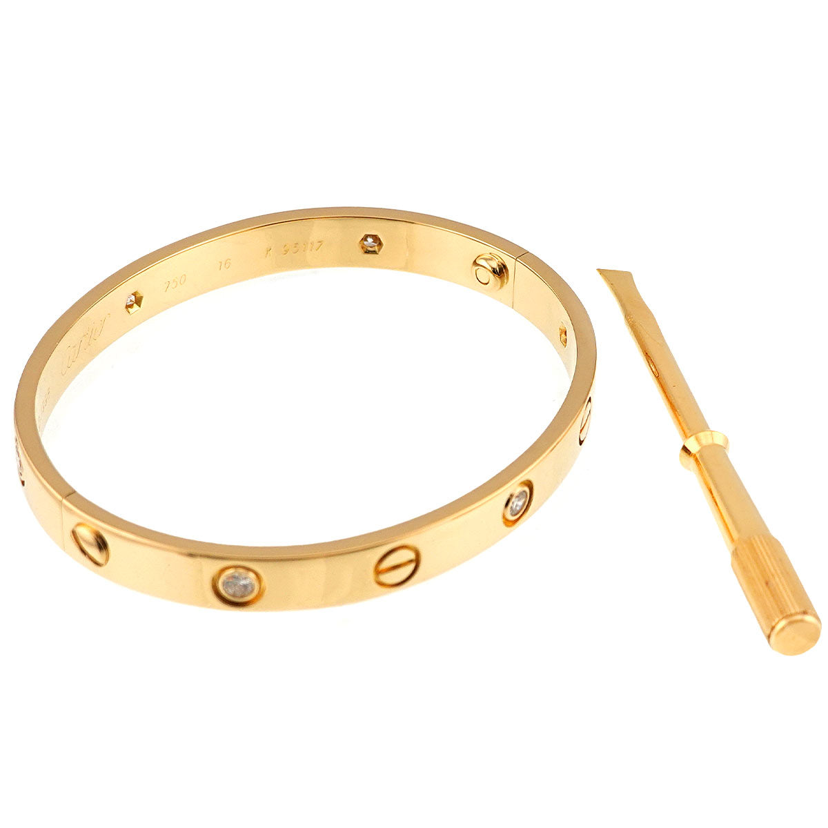 Love Bracelet Diamond 6P Bangle 18K YG 750 Size16