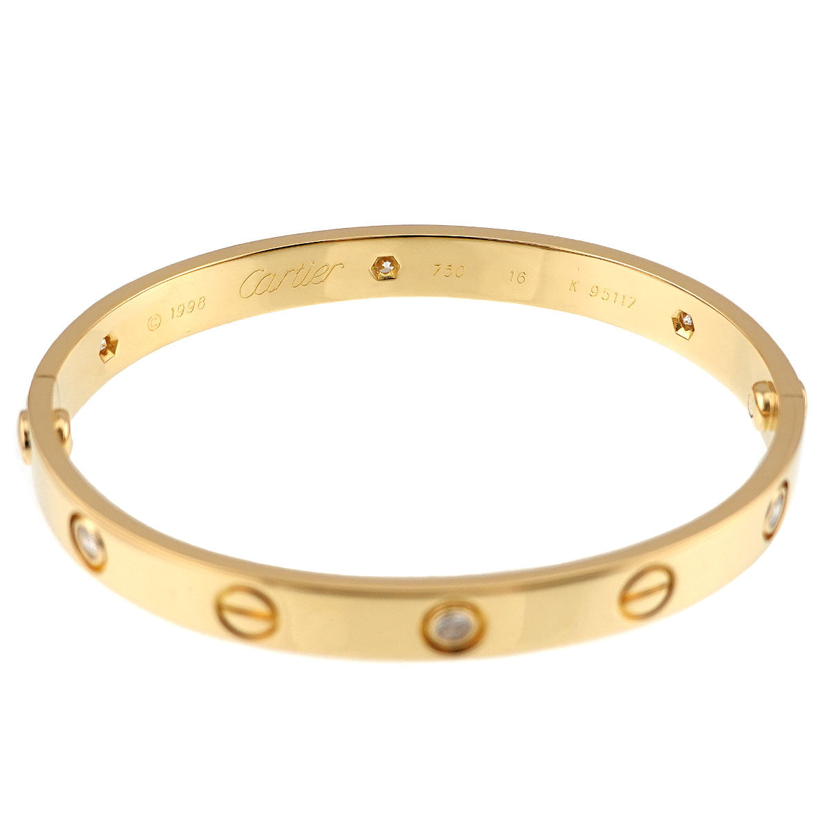 Love Bracelet Diamond 6P Bangle 18K YG 750 Size16