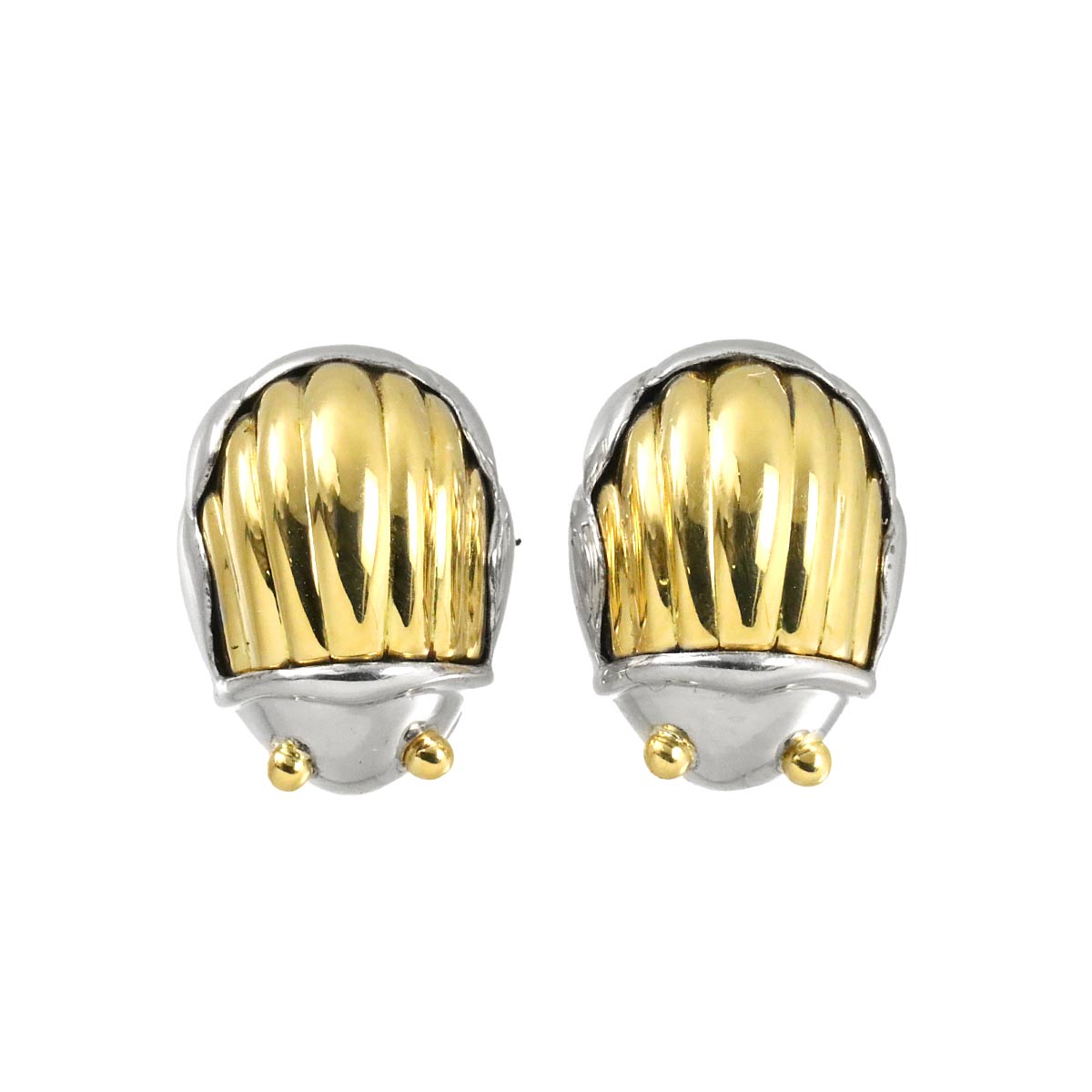 Scarab Earrings Clip on Silver 925 18K Yellow Gold 750