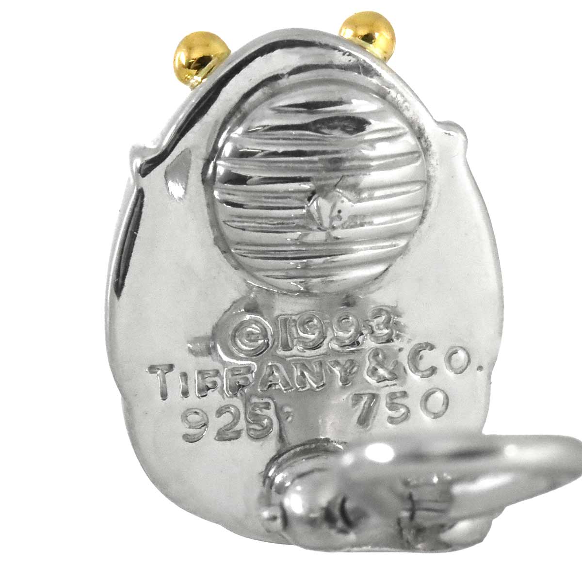 Scarab Earrings Clip on Silver 925 18K Yellow Gold 750