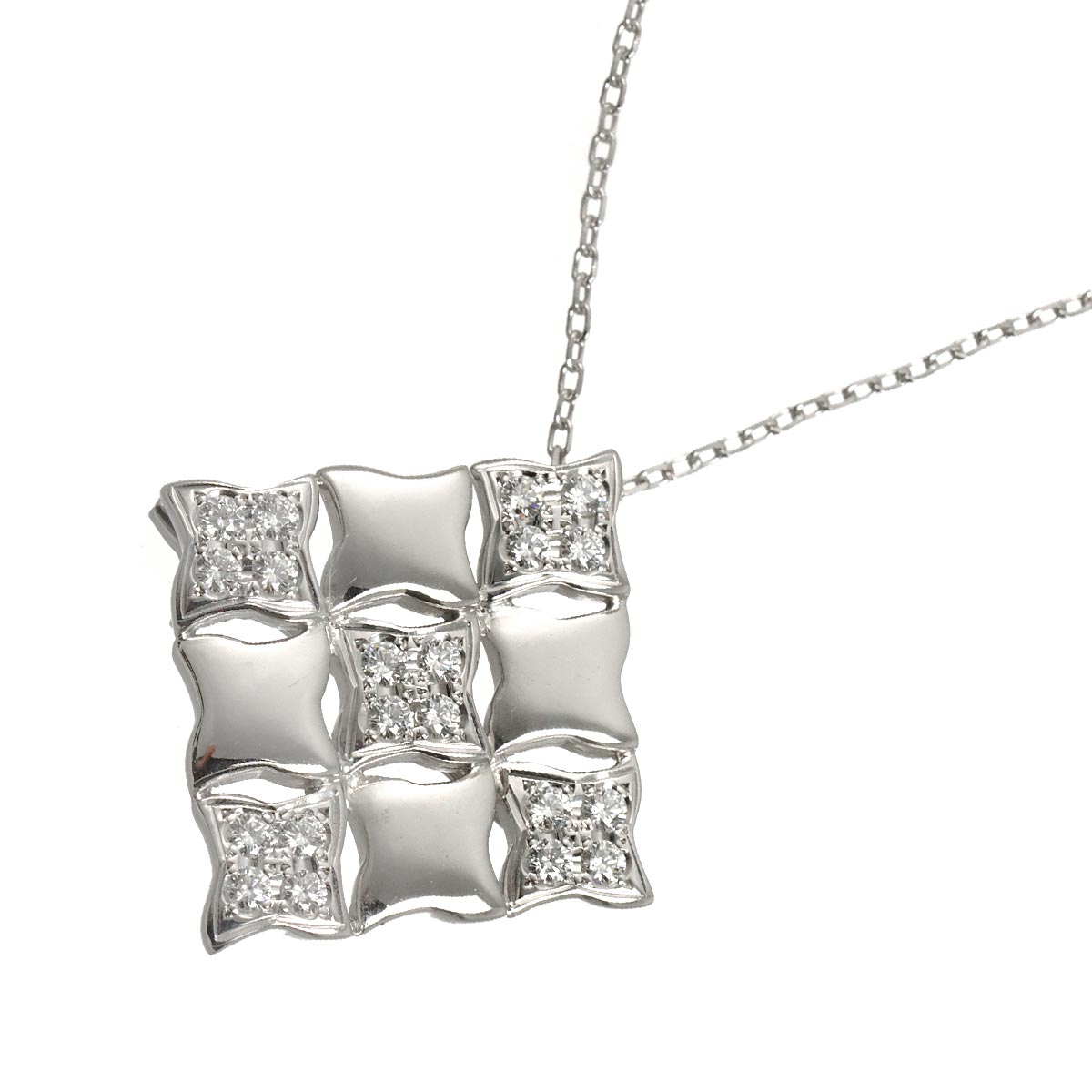 Diamond 0.45ct Necklace Brooch 18K White Gold 750