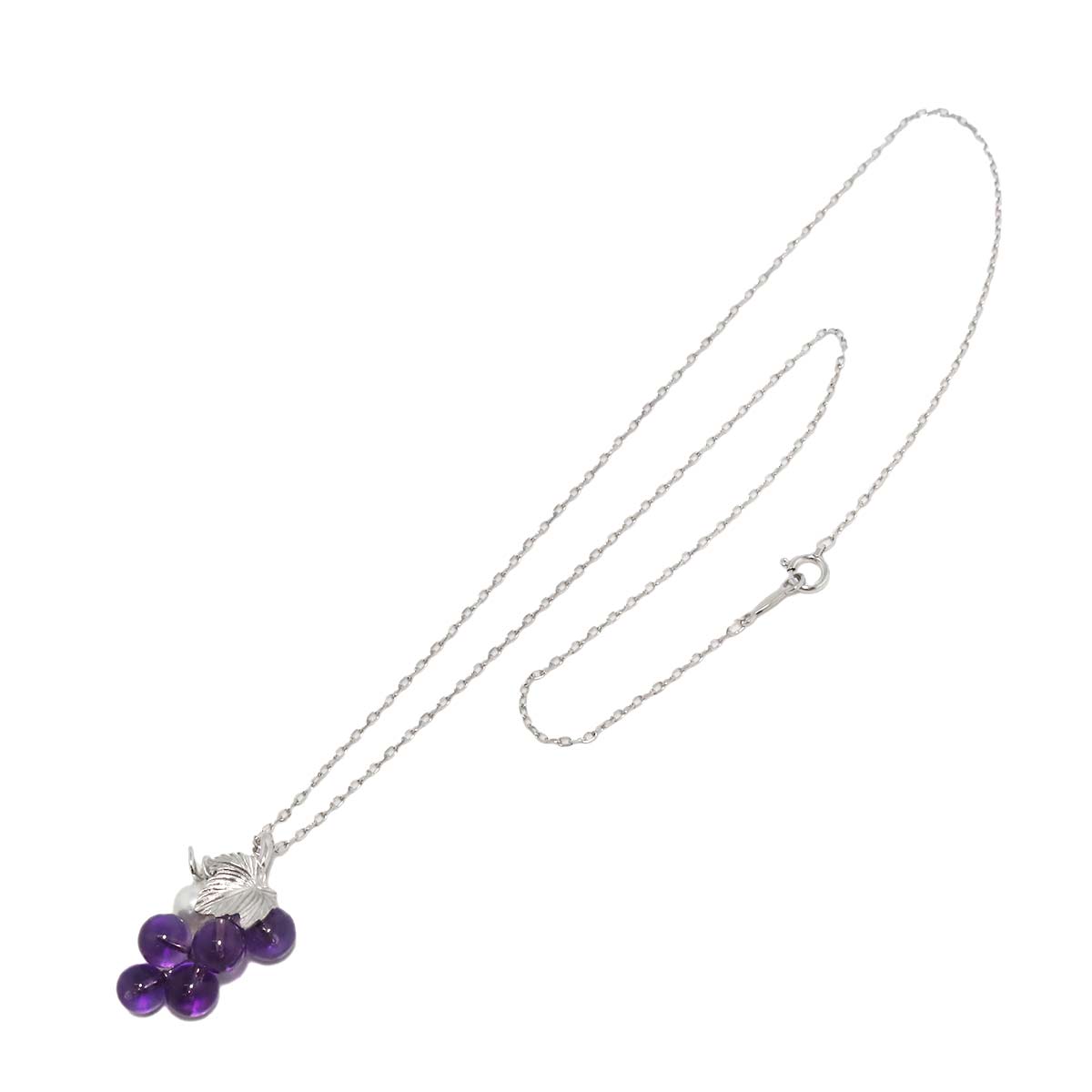 Amethyst Akoya Pearl 5.5mm Necklace 18K White Gold 750