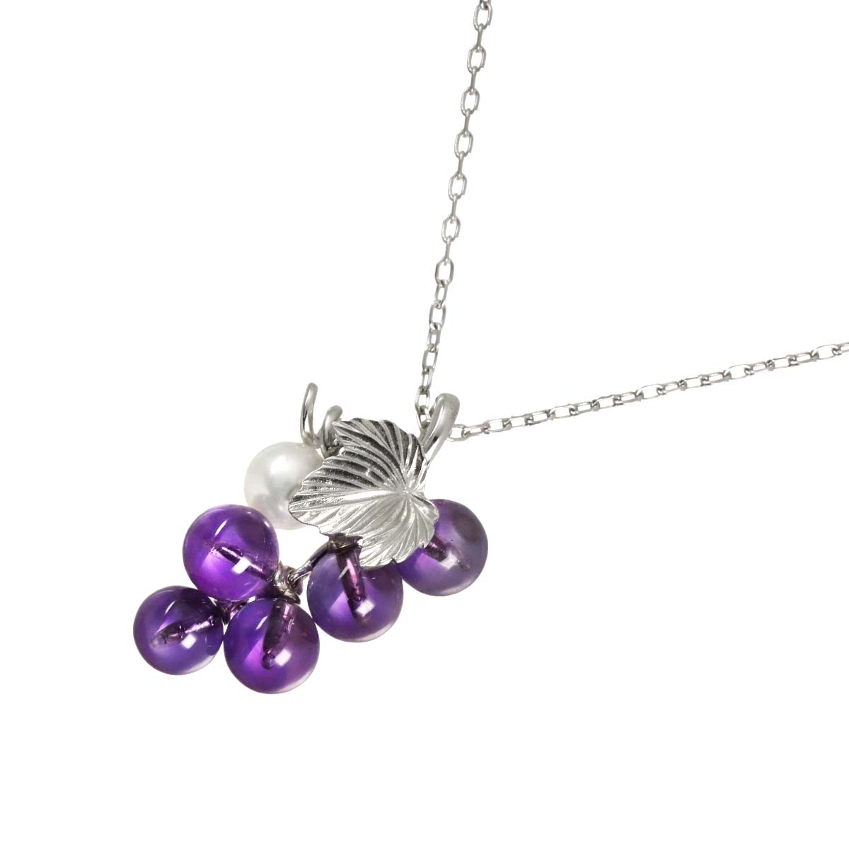 Amethyst Akoya Pearl 5.5mm Necklace 18K White Gold 750