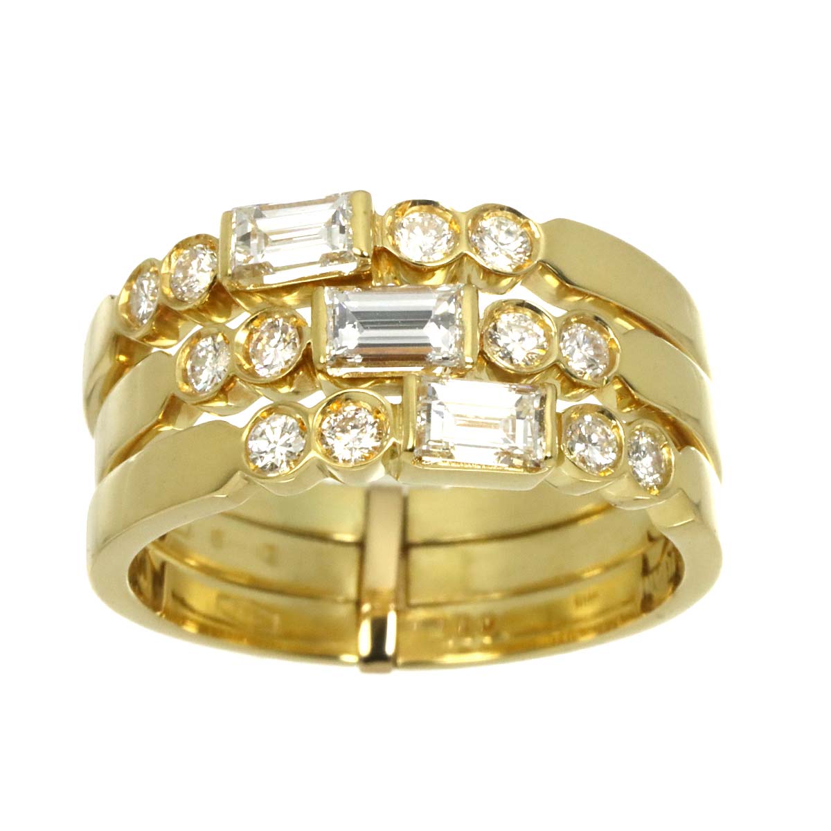 Diamond Ring 18K Yellow Gold 750 size6.75(US)