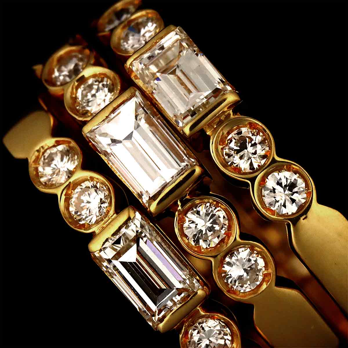 Diamond Ring 18K Yellow Gold 750 size6.75(US)