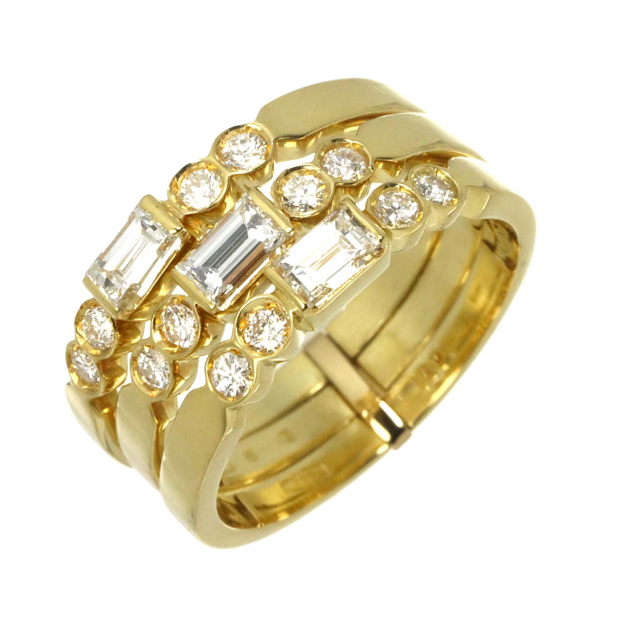 Diamond Ring 18K Yellow Gold 750 size6.75(US)