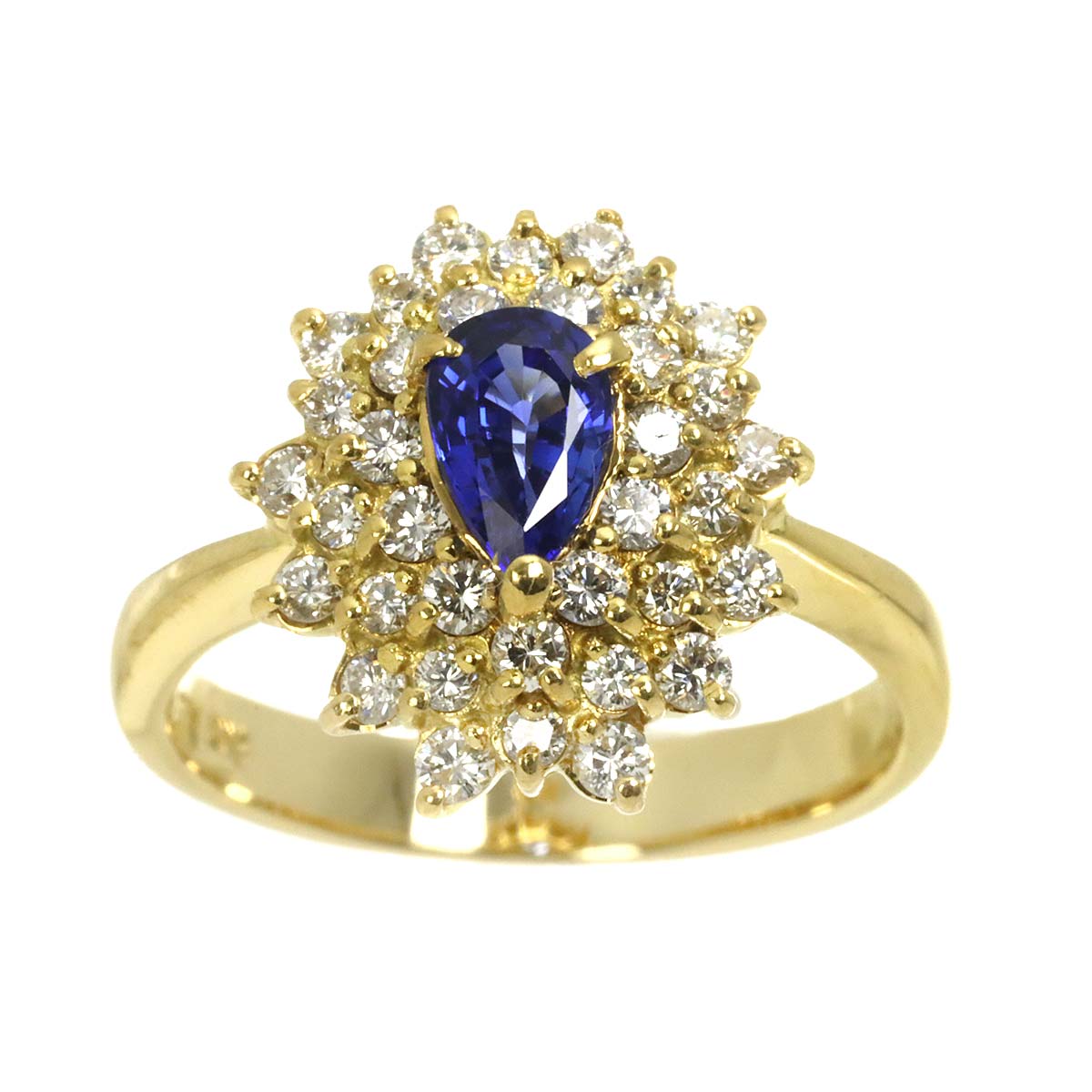 Sapphire Diamond Ring 18K YG 750 Size5.5-5.75(US)