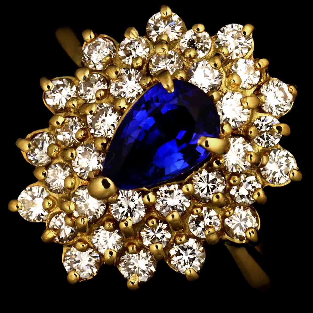 Sapphire Diamond Ring 18K YG 750 Size5.5-5.75(US)