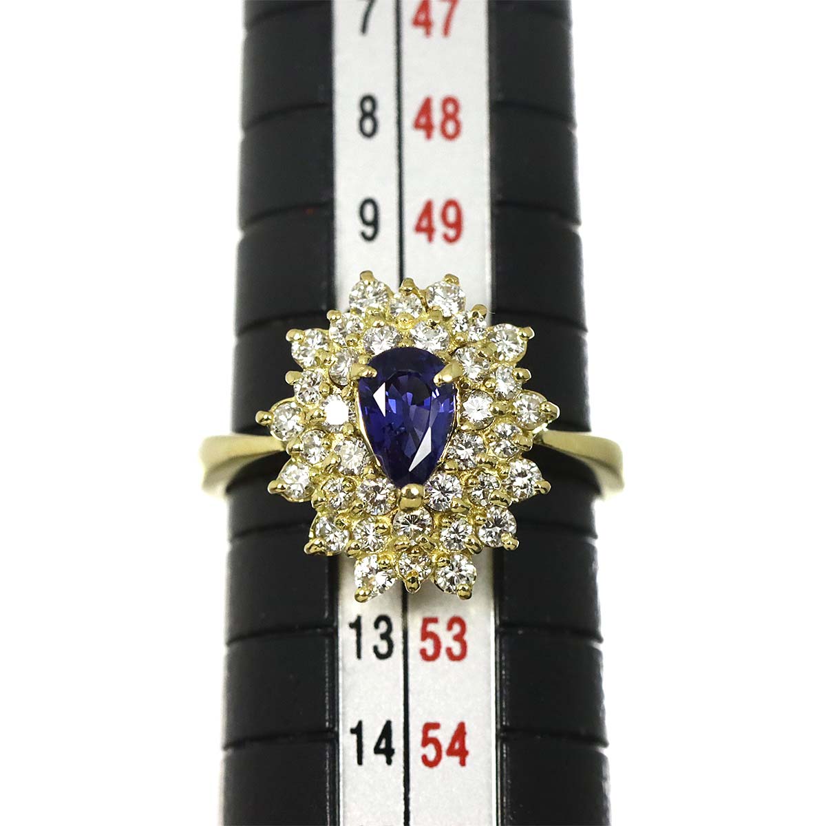 Sapphire Diamond Ring 18K YG 750 Size5.5-5.75(US)