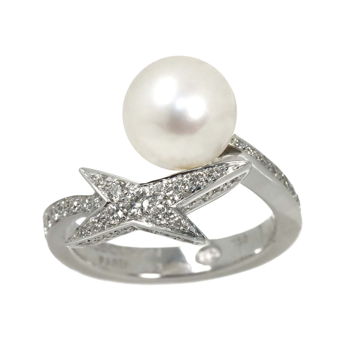 South Sea pearl Diamond Ring 18K WG 750 size53 6(US)