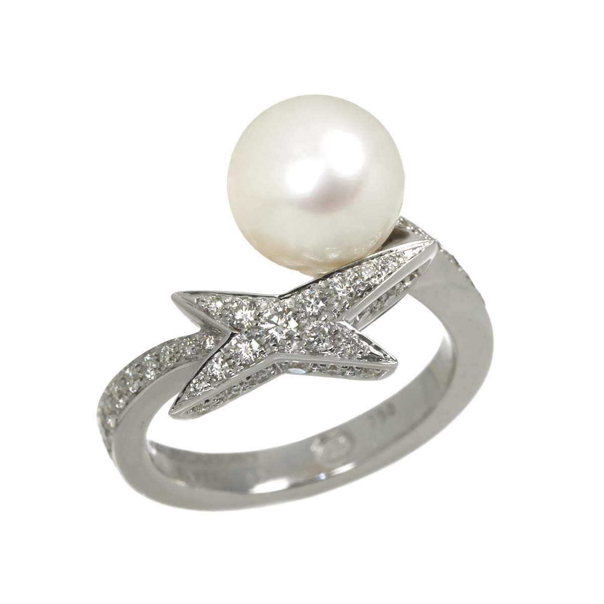 South Sea pearl Diamond Ring 18K WG 750 size53 6(US)
