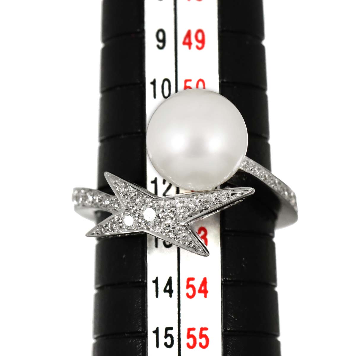 South Sea pearl Diamond Ring 18K WG 750 size53 6(US)