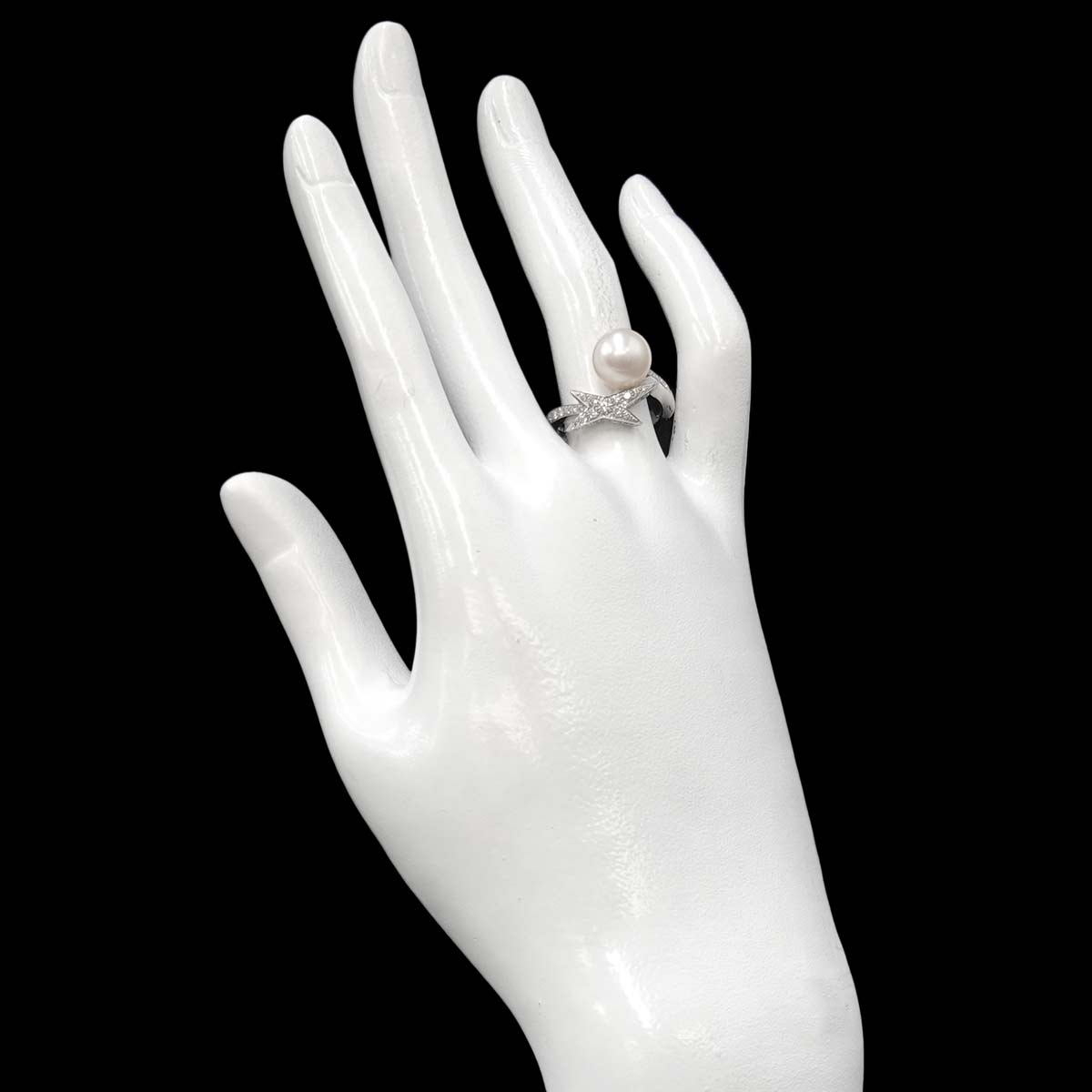 South Sea pearl Diamond Ring 18K WG 750 size53 6(US)