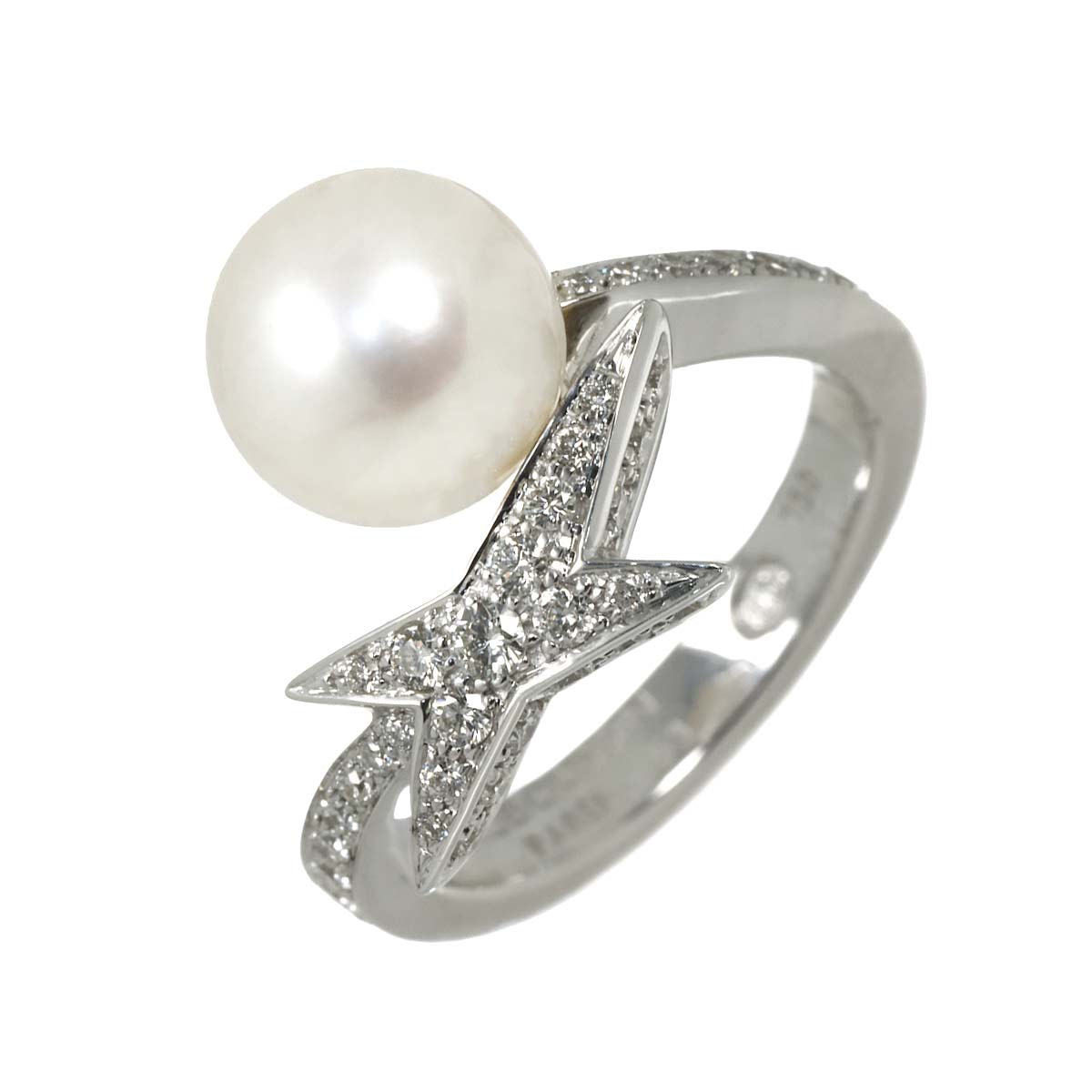South Sea pearl Diamond Ring 18K WG 750 size53 6(US)