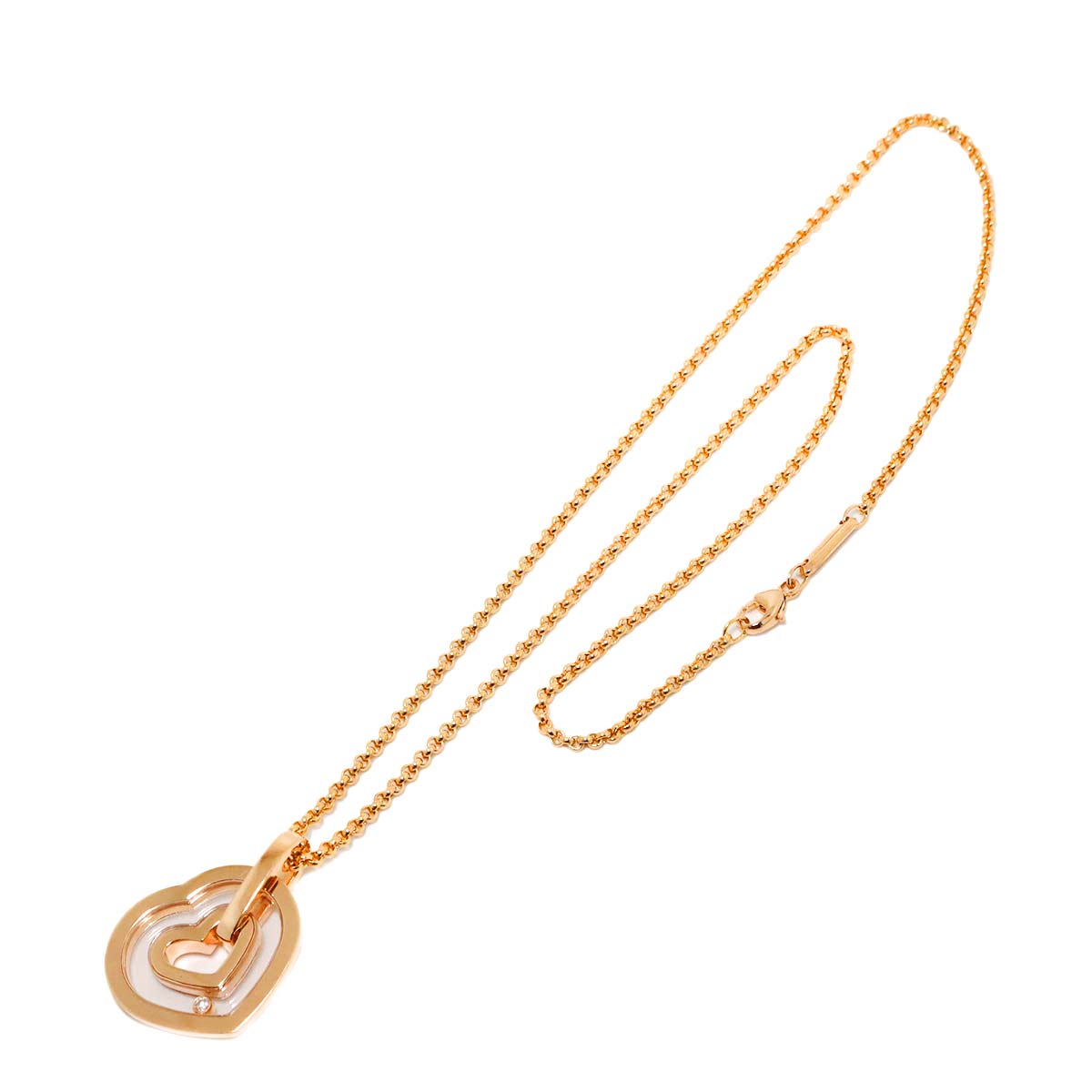 Happy Diamond Heart Necklace 18K PG 750