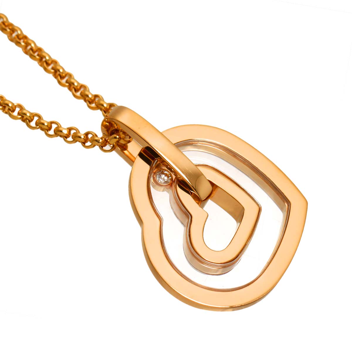 Happy Diamond Heart Necklace 18K PG 750